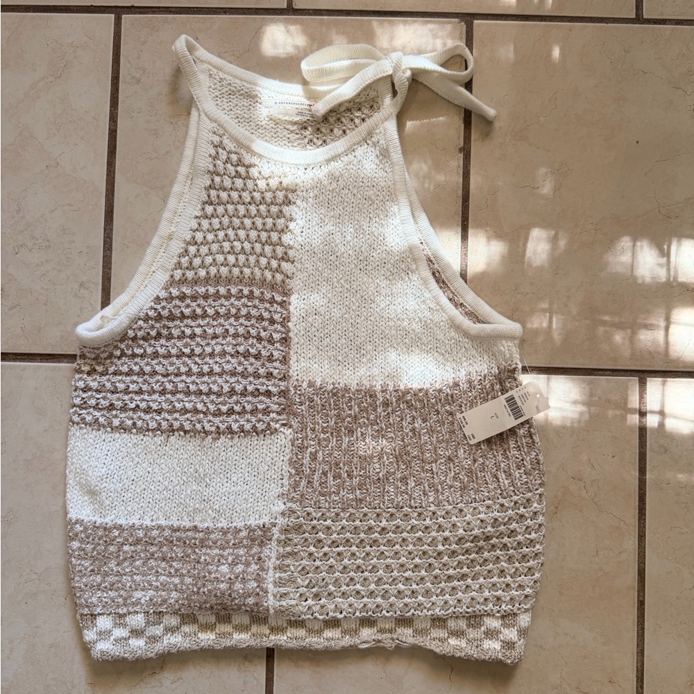 New w tags Anthropologie Knit Patchwork Top